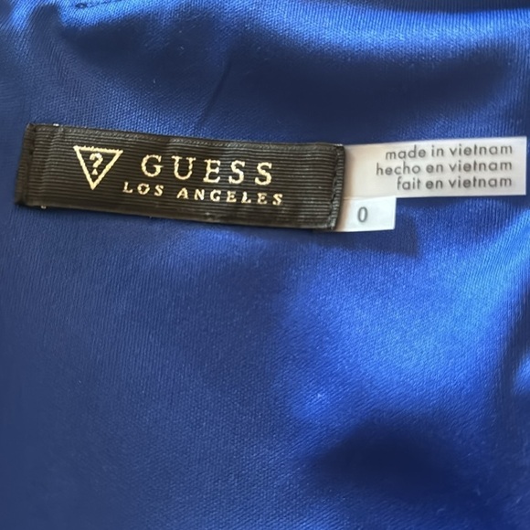 NWT guess size 0  Royal Blue Mesh V Sleeveless Short Fit N Flare Dress - Picture 15 of 16